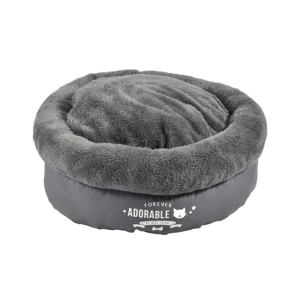 Bobby Adorable Nest - Anthracite Small Cat Bed Warm and sober collection in plain fabric and matching fur interior.