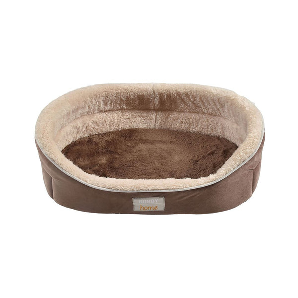 Bobby Astride Dog Basket Bed Taupe, All the softness of velvet and fur and neutral colors are easy to integrate into any interior.