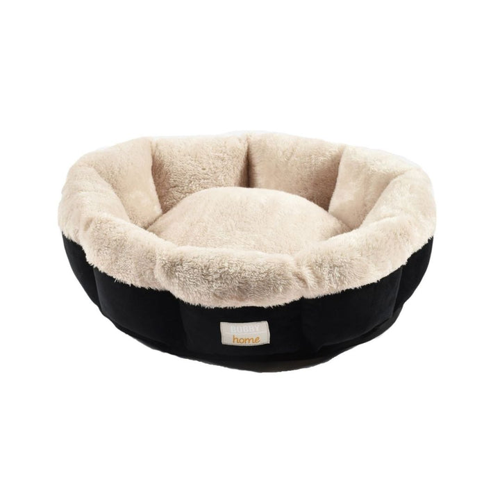 Bobby Astride Nest Bed for Small Dog or Cat, All the softness of velvet and fur, and neutral colors are easy to integrate into any interior Black.