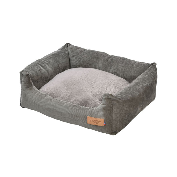 Bobby Daryl Dog and Cat Grey Basket Square velvet and fur basket Two-tone cushion. 
