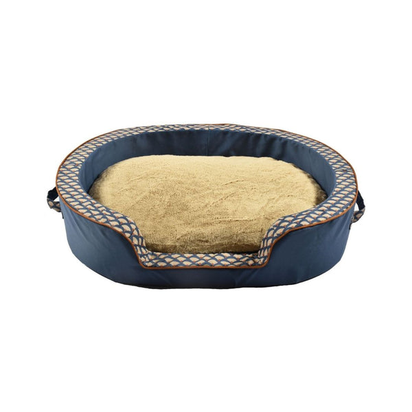 Bobby Geisha Cat or Dogs Blue Basket Bed The Geisha collection is a modern, sophisticated pet beds and baskets collection with a Japanese print and faux leather piping details.