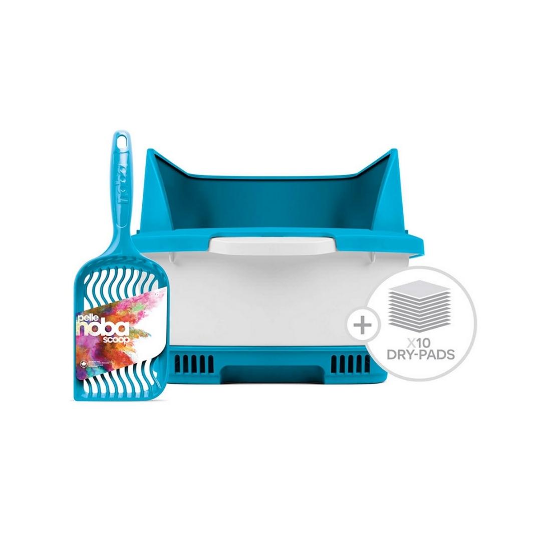 Cateco Cat Litter Box Complete Starter Kit With Height Extension Blue Petz.ae