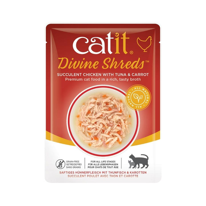 Catit Divine Shreds Chicken with Tuna & Carrot 75g 18pcs/box Petz.ae Dubai Pet Store