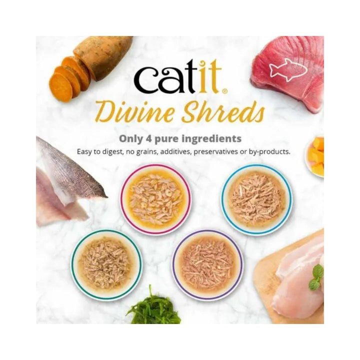 Catit Divine Shreds Tuna adds flavor, texture, and moisture to your cat's meals while providing essential nutrients and hydration Full. 