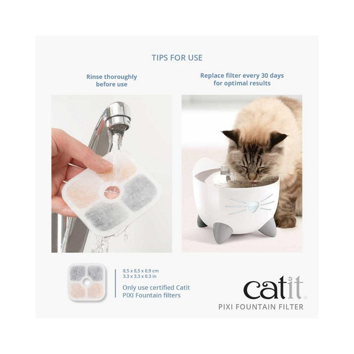 Elevate your cat's well-being with the Catit Pixi Fountain Filter Cartridge Replacement. Please provide them with water that quenches their thirst and ensures a cleaner and more enjoyable drinking experience AD.