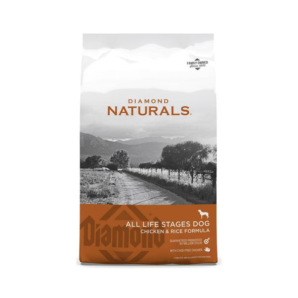 Diamond Naturals All Life Stages Dog Chicken & Rice Dog Dry Food, Protein, and fats provide your dog energy to stay strong With cage-free chicken.
