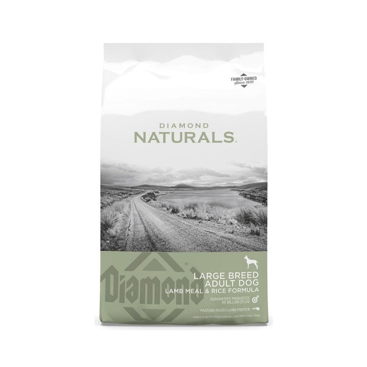 Diamond Naturals Large Beed Adult Dog Lamb & Rice Formula Pasture-raised lamb protein is an excellent source of high-quality protein.