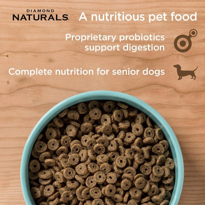 Diamond Naturals Senior Dog Chicken, Egg & Oatmeal. Formulated with carefully determined protein and fat to meet the needs of aging dogs Benefits.