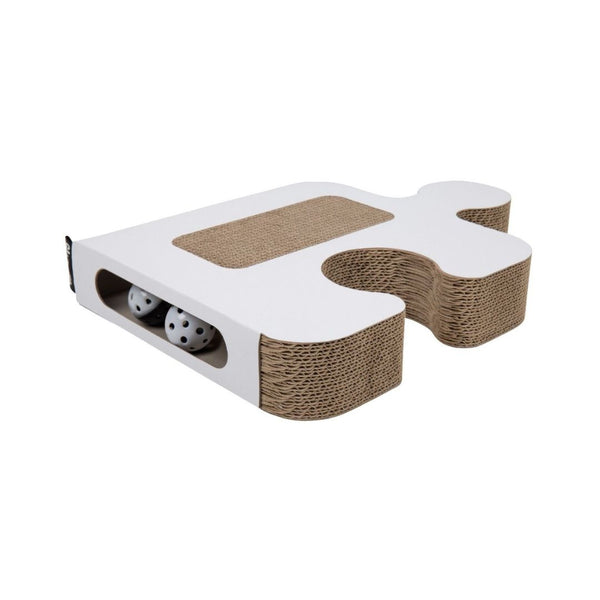 District 70 Puzzle Cardboard Cat Scratch Toy - Interactive Entertainment for Cats in Dubai - White