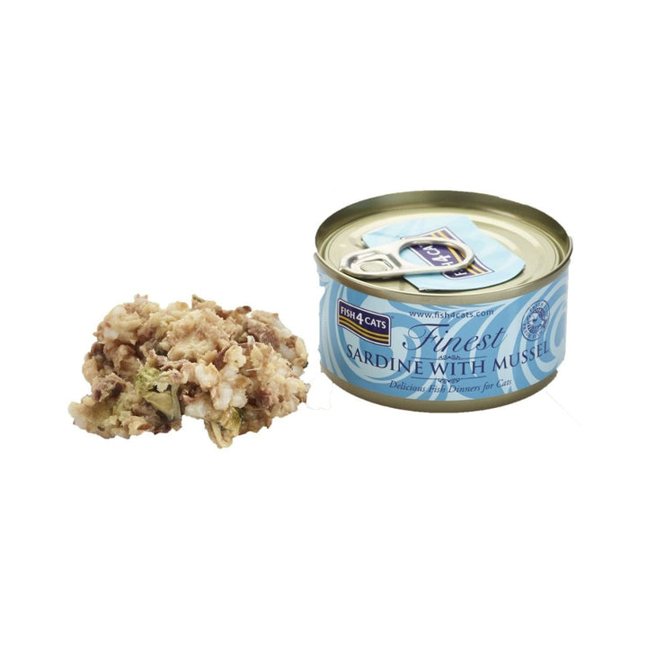 Fish4Cats Sardine with Mussel Wet Food is a healthy and tasty meal that cats love. Fish is a great source of Omega 3, which makes it an excellent dietary option for your feline friend Full. 