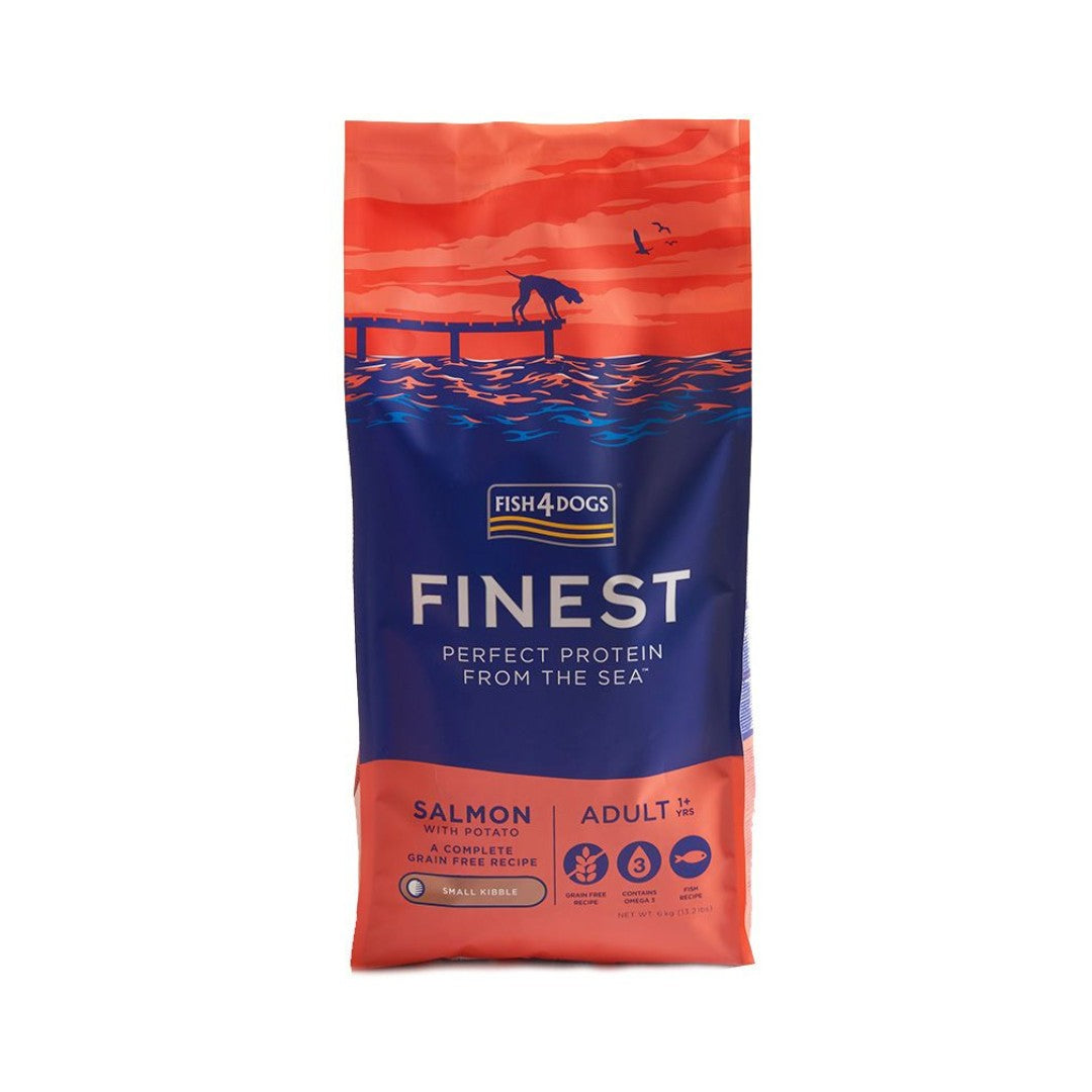Fish4Dogs Finest Salmon Small Kibble Dog Dry Food - Front Bag -6kg