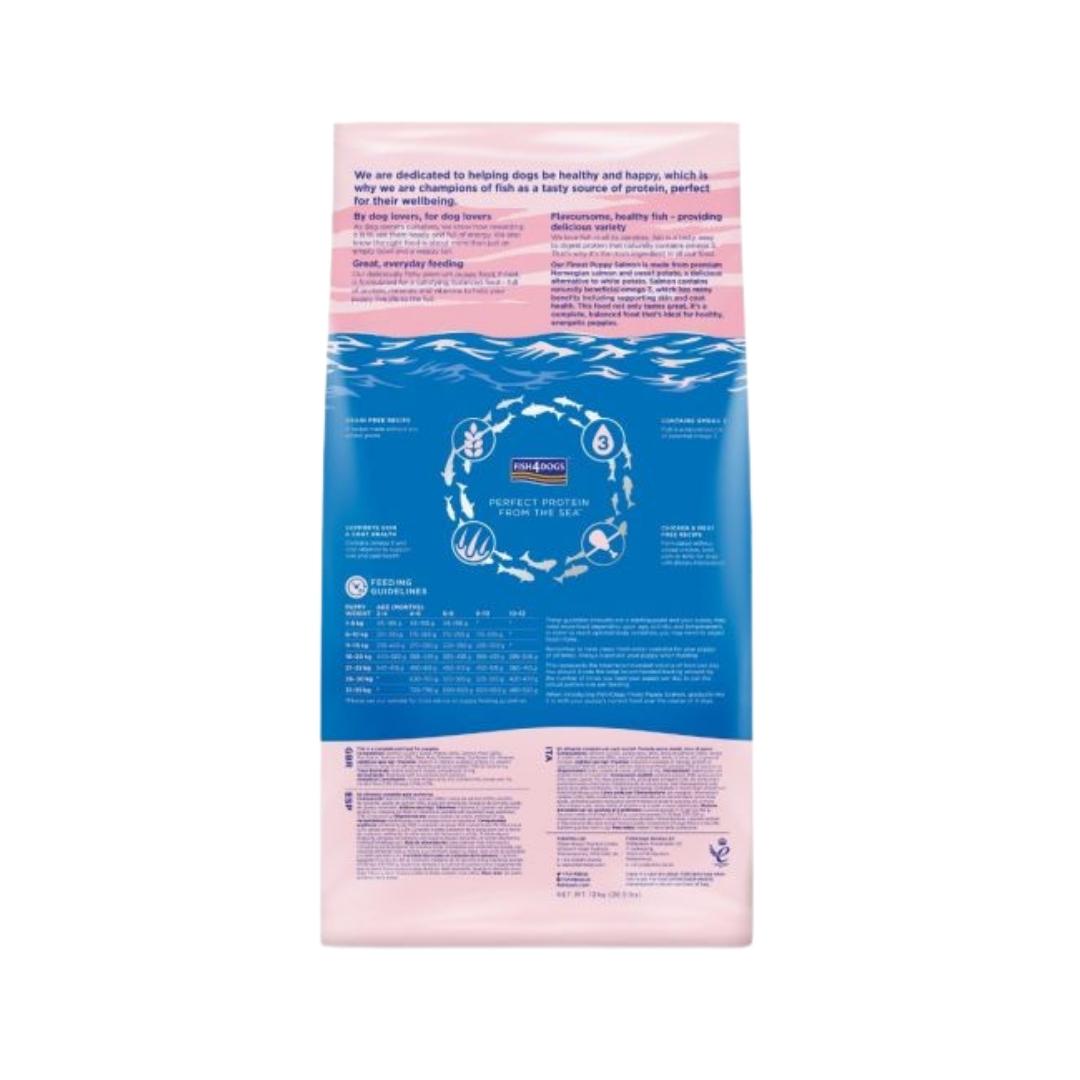 Fish4Dogs Finest Salmon Puppy Dry Food - Premium Norwegian Salmon and Sweet Potato Formula for Growing Puppie - Back Bag