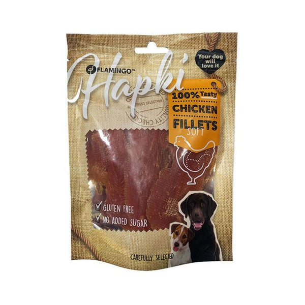 Flamingo Chicken Soft Fillets Dog Treats are made with 100% natural chicken breast for a high-protein snack. 