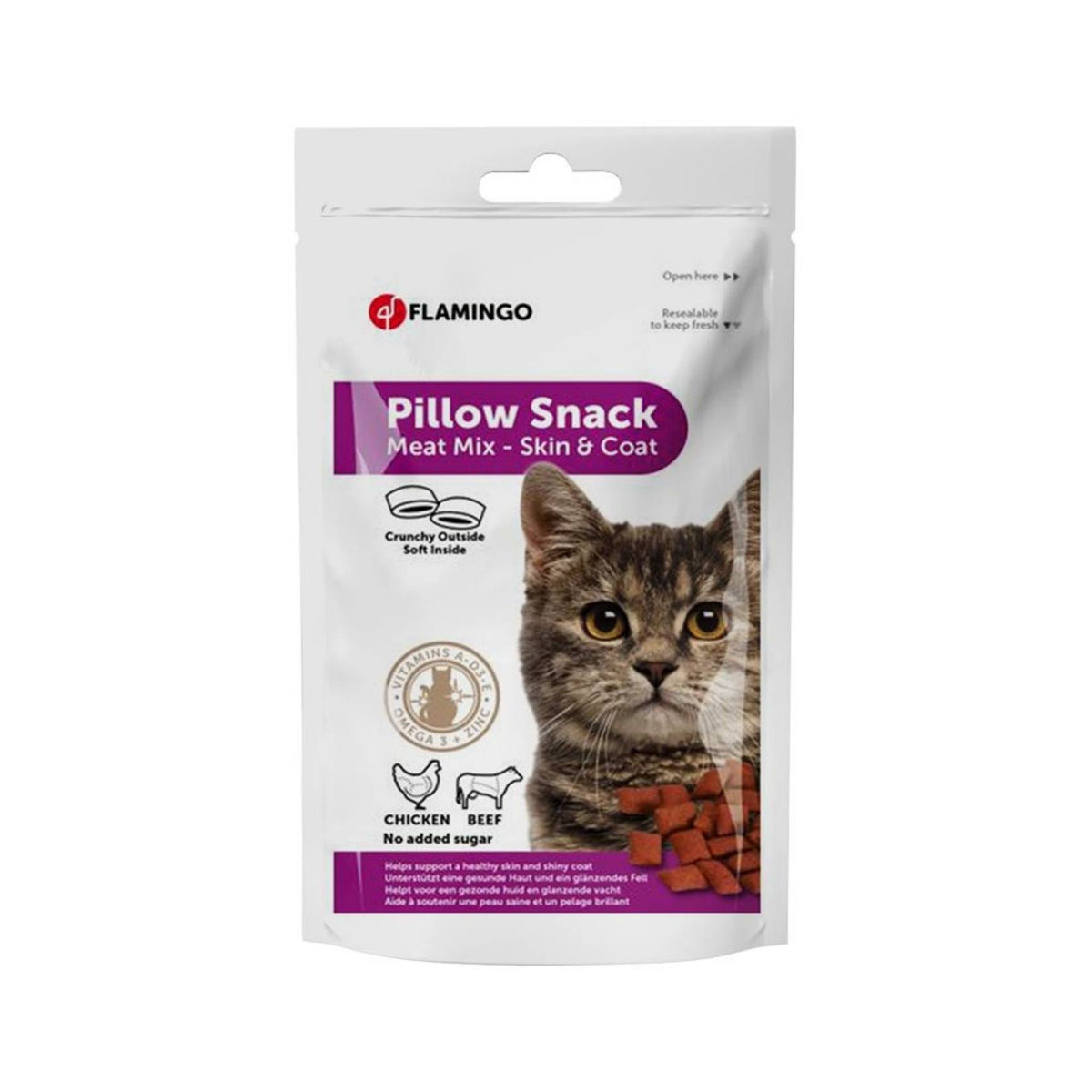 Flamingo Pillow Snack Meat Mix Skin Coat Cat Treat Petz.ae