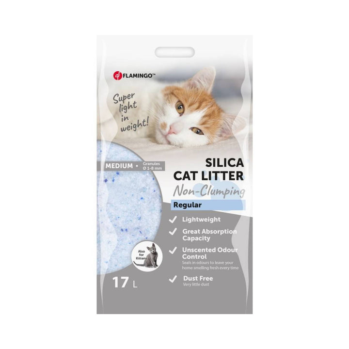  Flamingo Silica Cat Litter - Advanced Odor Control and Low Dust Formula for Clean and Fresh Litter Boxes. Available in 17L sizes.