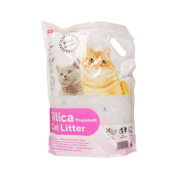 Flamingo Silica Large Grains Cat Litter - Large Grains for Superior Absorption and Odor Control. 5L Front Pack.