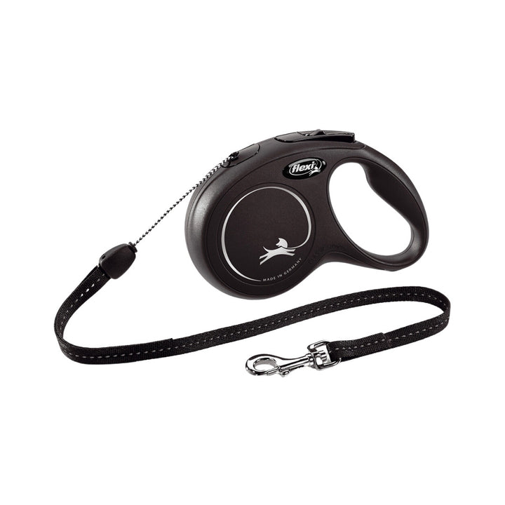 Flexi New Classic Cord Dog Leash with a comfortable braking system. Flexi braking systems are not only intuitive and smooth, but they also react in a split second Black.