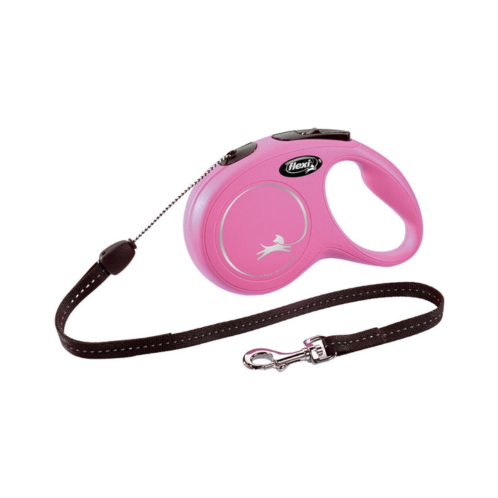 Flexi New Classic Cord Dog Leash with a comfortable braking system. Flexi braking systems are not only intuitive and smooth, but they also react in a split second Pink.