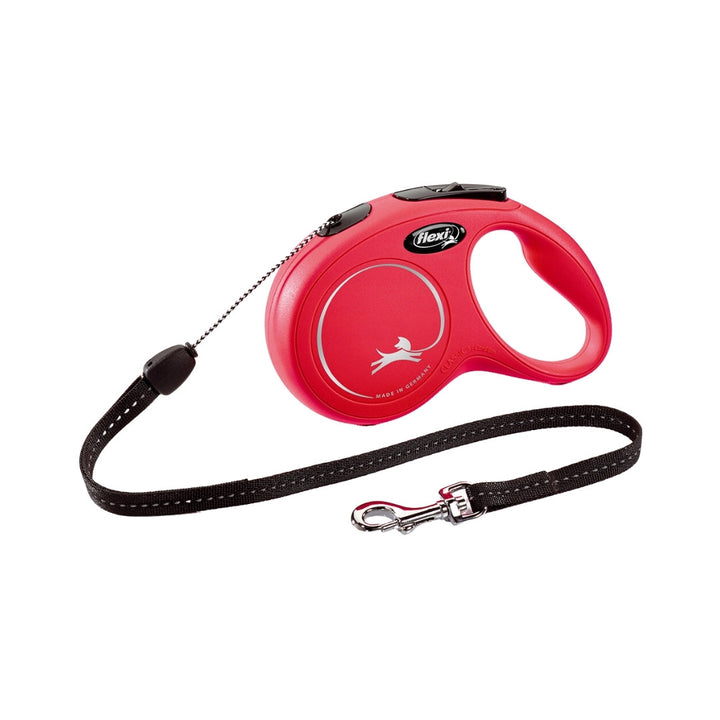 Flexi New Classic Cord Dog Leash with a comfortable braking system. Flexi braking systems are not only intuitive and smooth, but they also react in a split second Red.