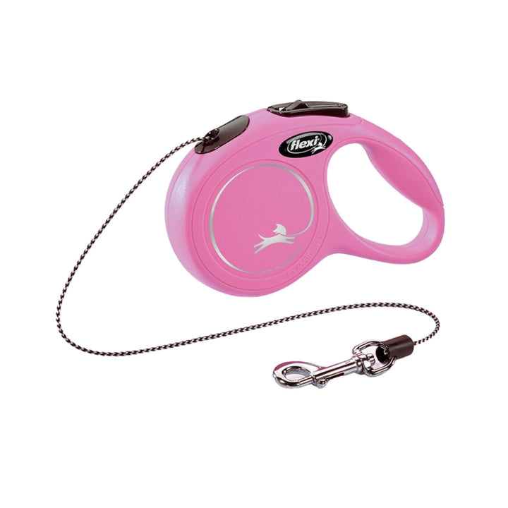 Flexi New Classic XS Cord Comfortable braking system that reacts in a split second. 3 m cord leash For little dogs, cats, and other small animals up to 8 kg Pink.