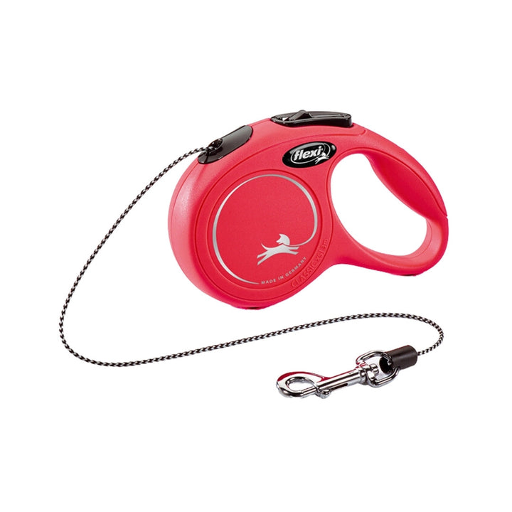 Flexi New Classic XS Cord Comfortable braking system that reacts in a split second. 3 m cord leash For little dogs, cats, and other small animals up to 8 kg Red.