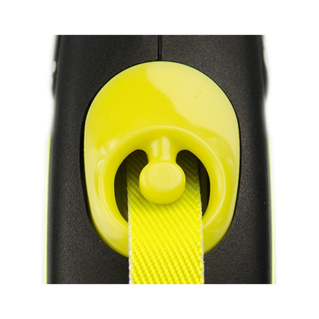 Flexi New Neon Tape Dog Leash Better visibility for you and your dog, Perfect for all weather conditions due to its reflective stickers and neon-colored components.