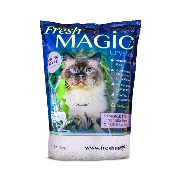 Fresh Magic Crystal Cat Litter is a relatively new product whose primary benefit is super odor control. It is composed of silica sand (SiO2), one of the most abundant substances in nature.