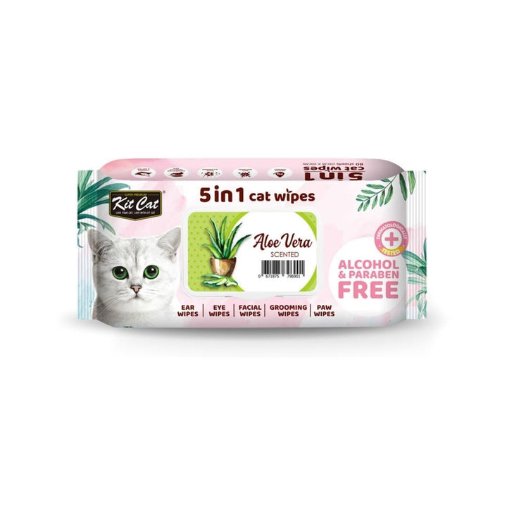 Kit Cat 5-In-1 Cat Wipes Aloe Vera Scented
