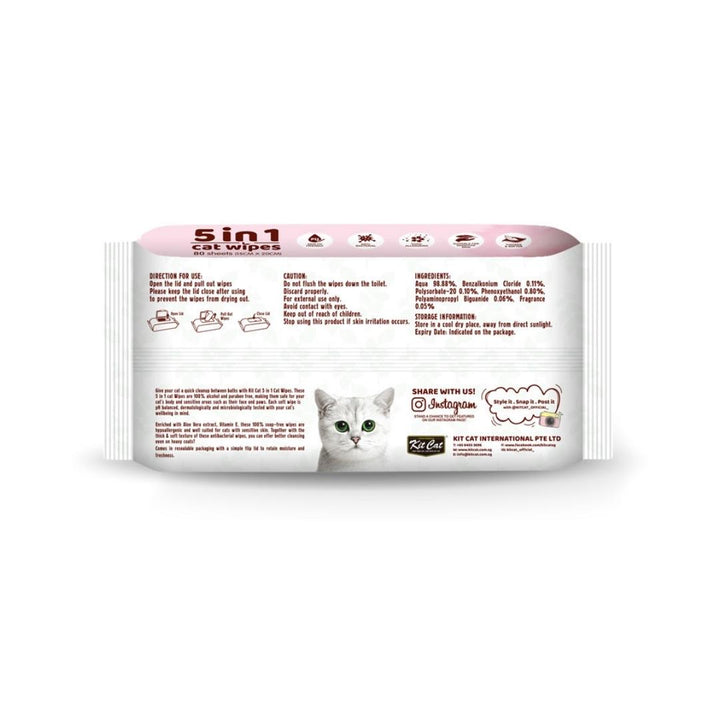 Kit Cat 5-In-1 Cat Wipes Baby Powder Scented Back