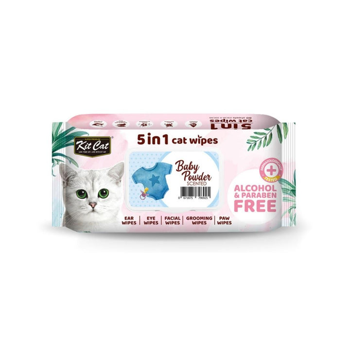 Kit Cat 5-In-1 Cat Wipes Baby Powder Scented