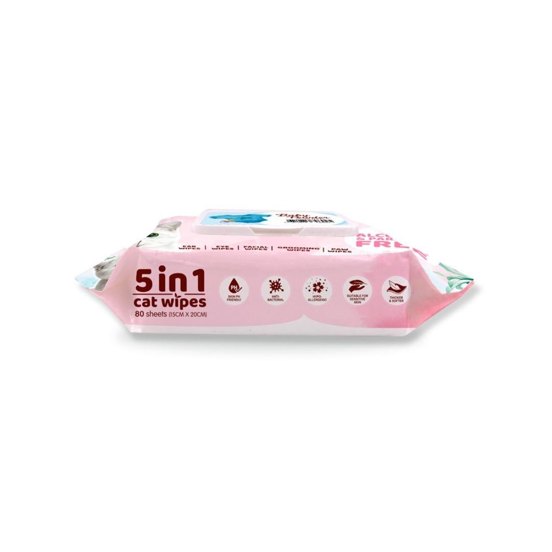 Kit Cat 5-In-1 Cat Wipes Baby Powder Scented is a convenient and effective solution for keeping your cat clean and fresh between baths Side. 