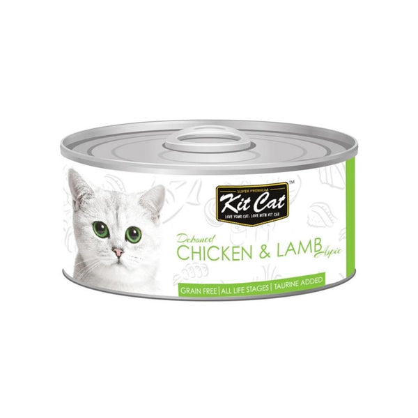 Kit Cat Deboned Chicken & Lamb Toppers Cat Food is made with natural, preservative-free ingredients. A 100% grain-free diet promotes a healthy lifestyle and reduces the risk of kidney stones.