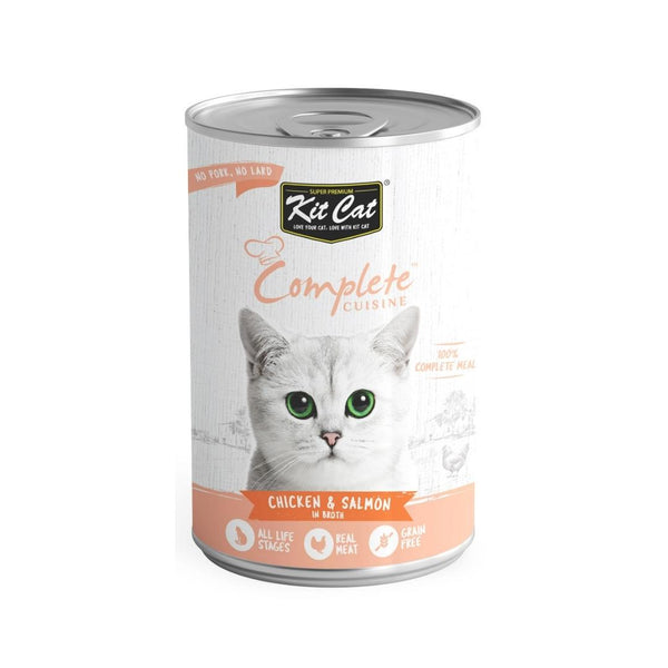 Kit Cat Complete Cuisine Chicken And Salmon In Broth is created to provide your cats with a complete meal that Is effortless and convenient.