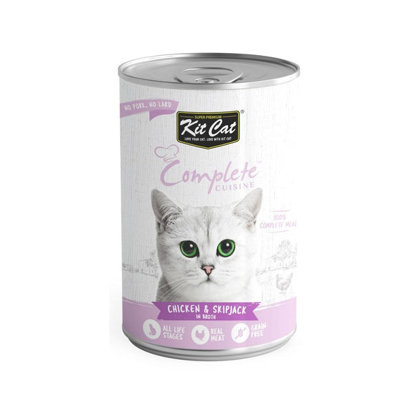 Kit Cat Complete Cuisine Chicken And Skipjack In Broth 150g is created to provide your cats with a complete meal that Is effortless and convenient.