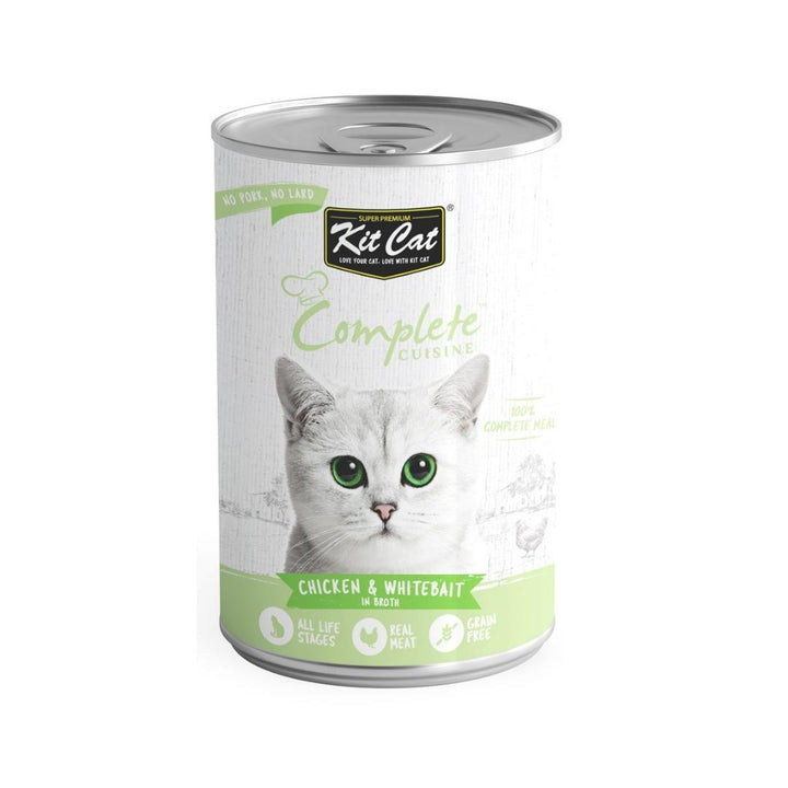Kit Cat Complete Cuisine Chicken And Whitebait In Broth is created to provide your cats with a complete meal that Is effortless and convenient.
