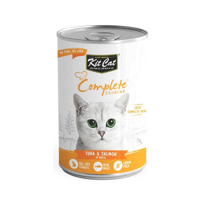 Kit Cat Complete Cuisine Tuna and Salmon in Broth 150g is a high-quality, nutritious, complete meal perfect for all life stages and fussy eaters.