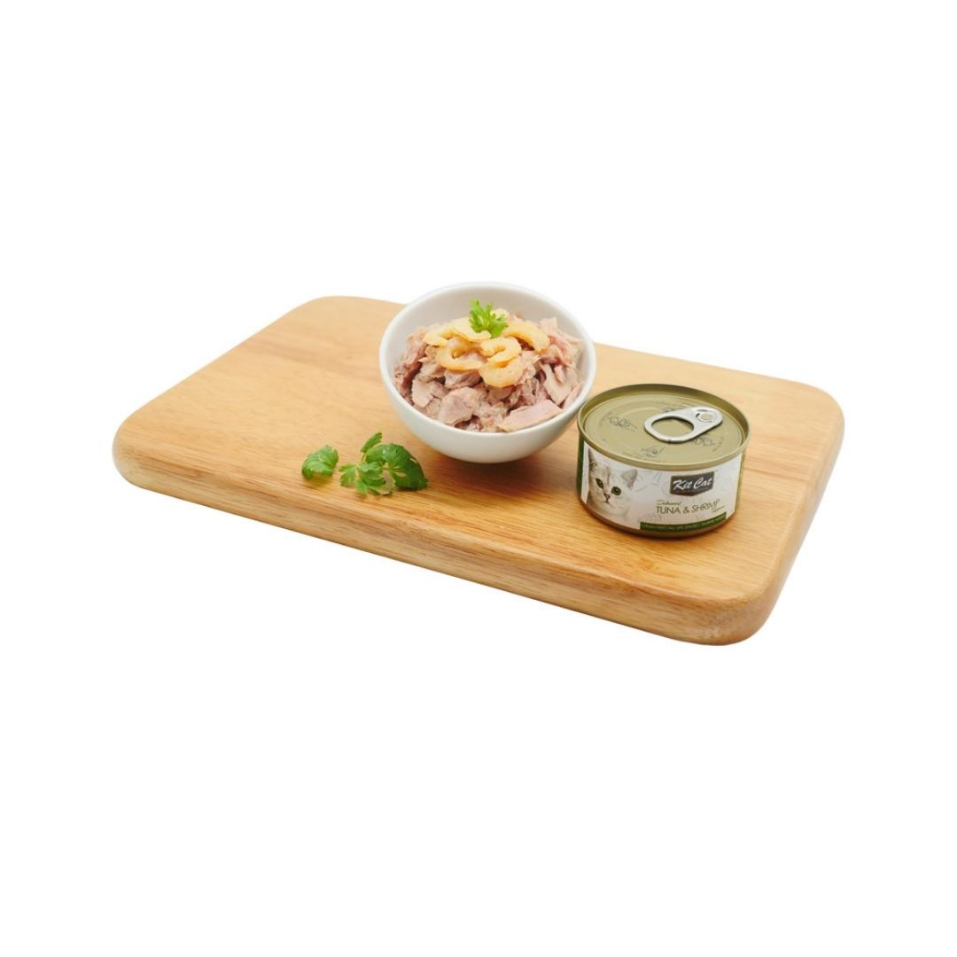Kit Cat Deboned Tuna & Shrimp Toppers Cat Wet Food supports a healthy lifestyle, reducing the risk of kidney stones and urinary tract infections Full.