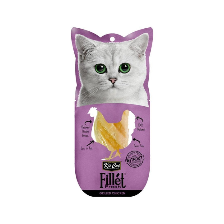 Elevate your cat's snacking experience with Kit Cat Fillet Fresh Grilled Chicken Cat Treats, the ideal choice for cat enthusiasts aiming to provide their furry companions with the finest.