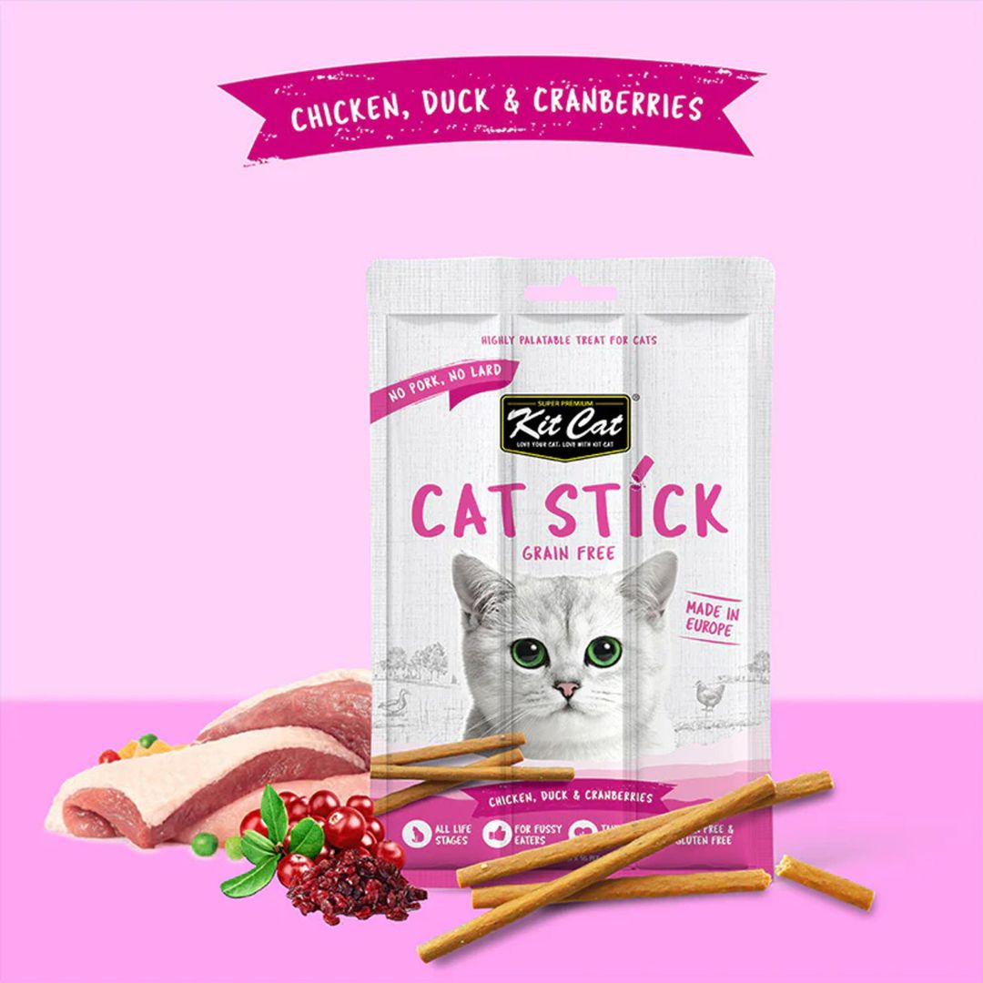Buy Kit Cat Stick Chicken Duck & Cranberries Cat Treats | Petz.ae