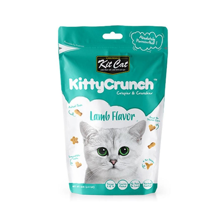 Treat your cat to the ultimate crunch with Kit Cat Kitty Crunch Lamb Flavor, expertly crafted by cat-loving nutritionists.