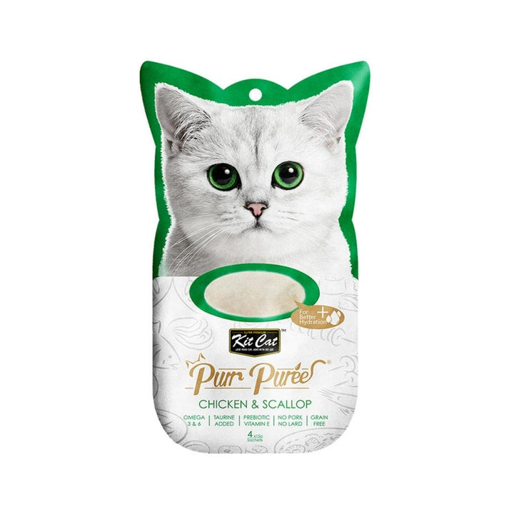 Treat your cat to the luxurious delight of Kit Cat Puree Chicken & Scallop Cat Treats. Elevate their treatment experience with this delectable blend—order now for a feline-friendly indulgence.