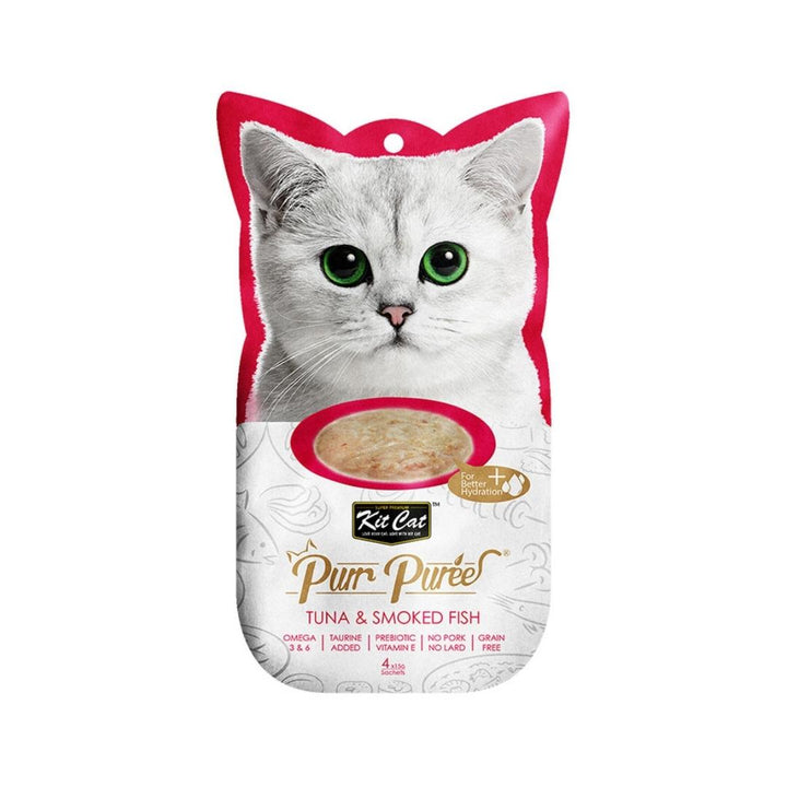 Elevate your cat's treat time with Kit Cat Puree Tuna & Smoked Fish Cat Treats—where quality meets flavor. Treat your feline companion to a culinary delight that aligns with their instincts.