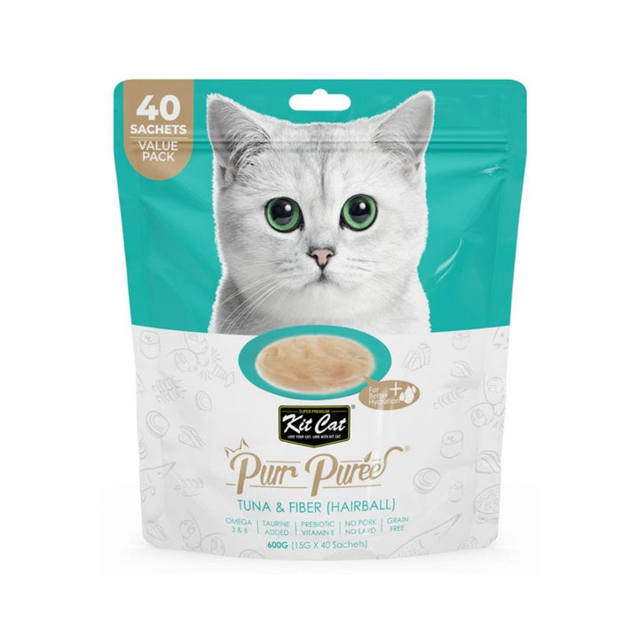 Treat your cat to a world of flavor and nutrition with Kit Cat Purr Puree Value Pack – Tuna & Fiber (Hairball)—order now for a delightful treat that prioritizes your cat's wellness.