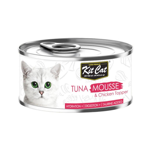 Indulge your cat with Kit Cat Tuna Mousse With Chicken Topper – where nutrition meets gourmet flavor for an irresistible dining experience.