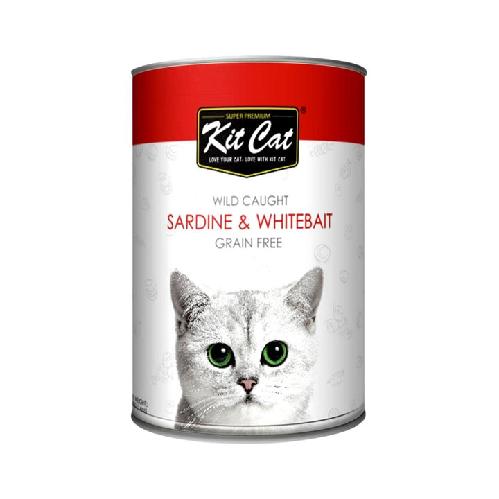 Elevate your cat's dining experience with the natural goodness of Kit Cat Wild Caught Sardine & Whitebait Cat Wet Food – where each bite is a journey into the flavors of the wild.