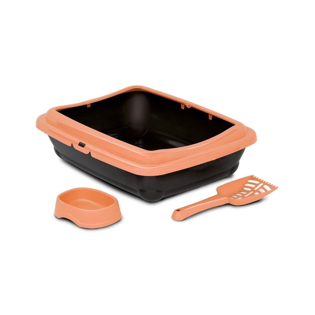 MP Bergamo Birba Cat Litter Box with Scoop Full Kit - Easy Cleaning and Accessibility for Cats - Tan