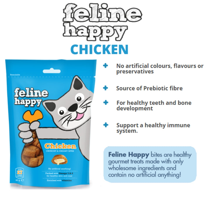  Elevate your cat's snacking experience with the irresistible and nutrient-rich M&C Feline Happy Chicken Cat Treats. 