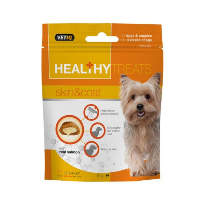 Unveil the secret to a lustrous coat and happy skin with VETIQ Healthy Treats Skin & Coat – the perfect indulgence for your beloved dogs and puppies.