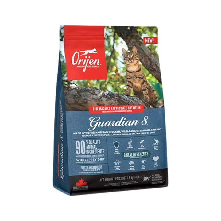Orijen Guardian 8 Cat Dry Food helps support your cat’s digestion with prebiotics such as dried chicory root and natural sources of fiber.