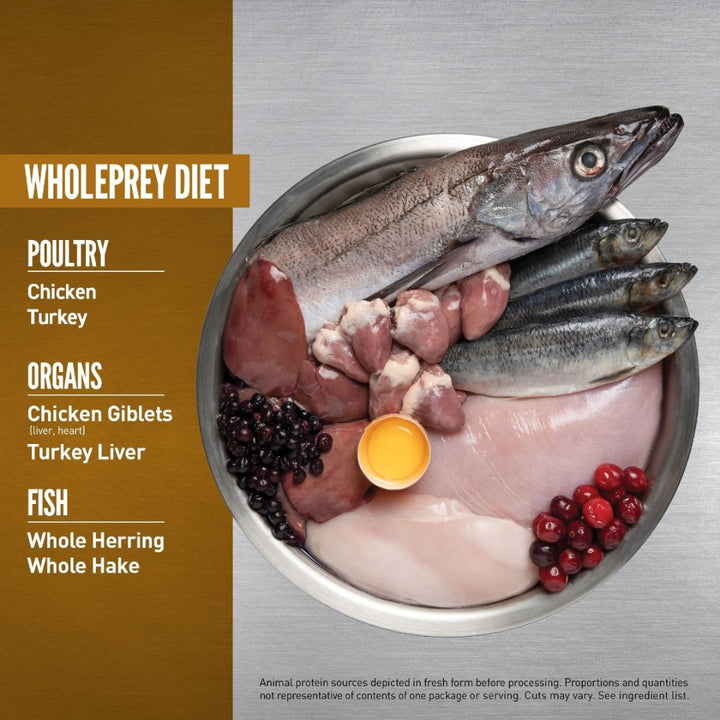 Orijen Original Cat Dry Food WholePrey diet features the most succulent parts of the prey, like poultry or fish, organs, and bone 3.